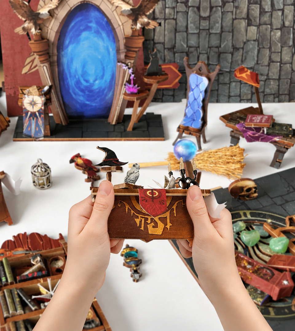 Bouwdetail van Magic Academy doe-het-zelf boekenhoekset