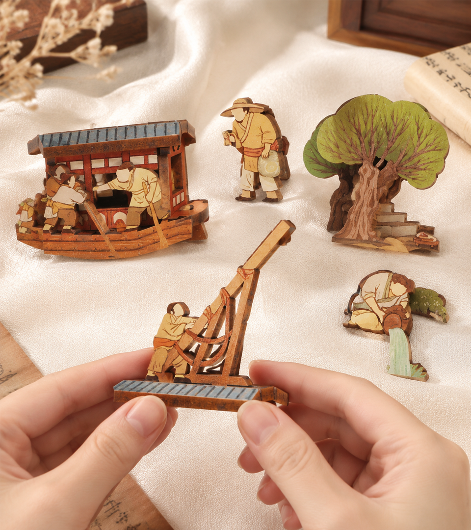 Along the River During the Qingming Festival DIY Book Nook Kit build detail