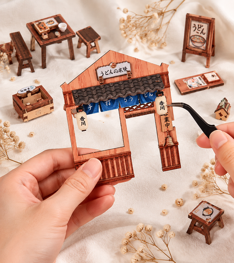 Bouwdetail van Kagawa Udon House DIY Mini House Kit l DIY Miniatuur Kit