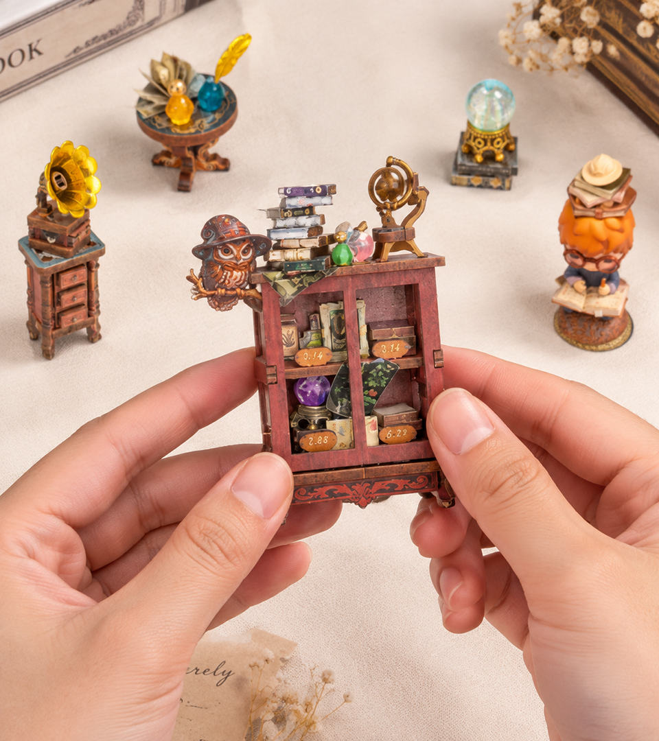 Bouwdetail van Inchspace Boekhandel DIY Miniatuurset