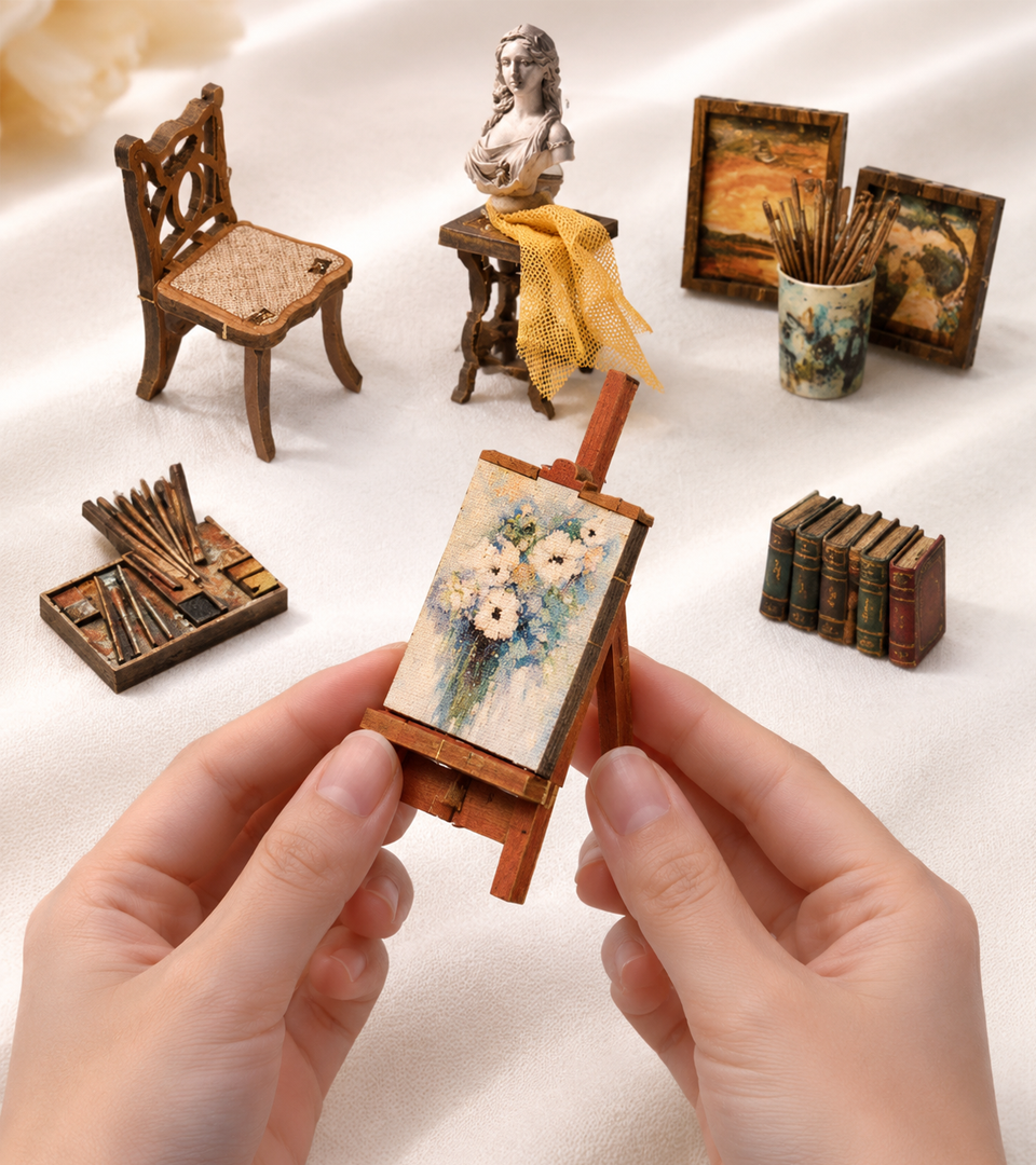 Bouwdetail van Whispers of Starlit Frames DIY Boekenhoekset