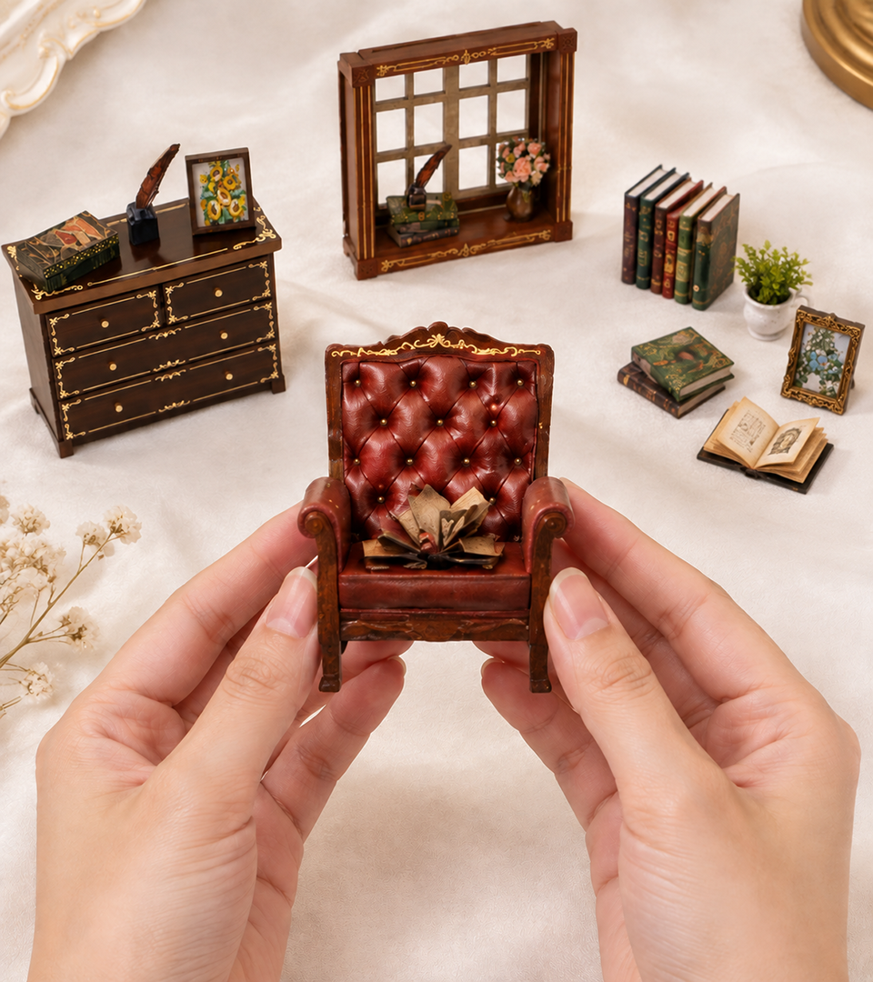Bouwdetail van Linker Oever Studie DIY Mini Huis Kit l Miniatuur Kit