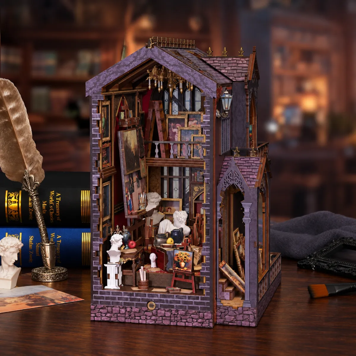 Wonder Studio DIY Book Nook Kit with lights off