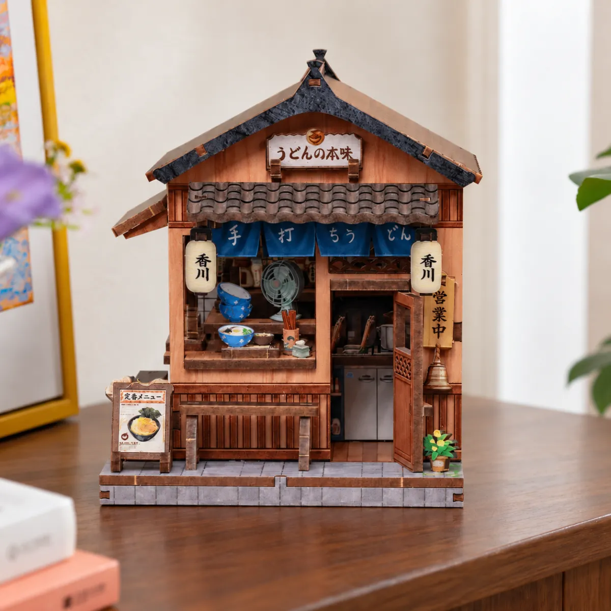 Kagawa Udon House DIY Mini House Kit l DIY Miniature Kit with lights off