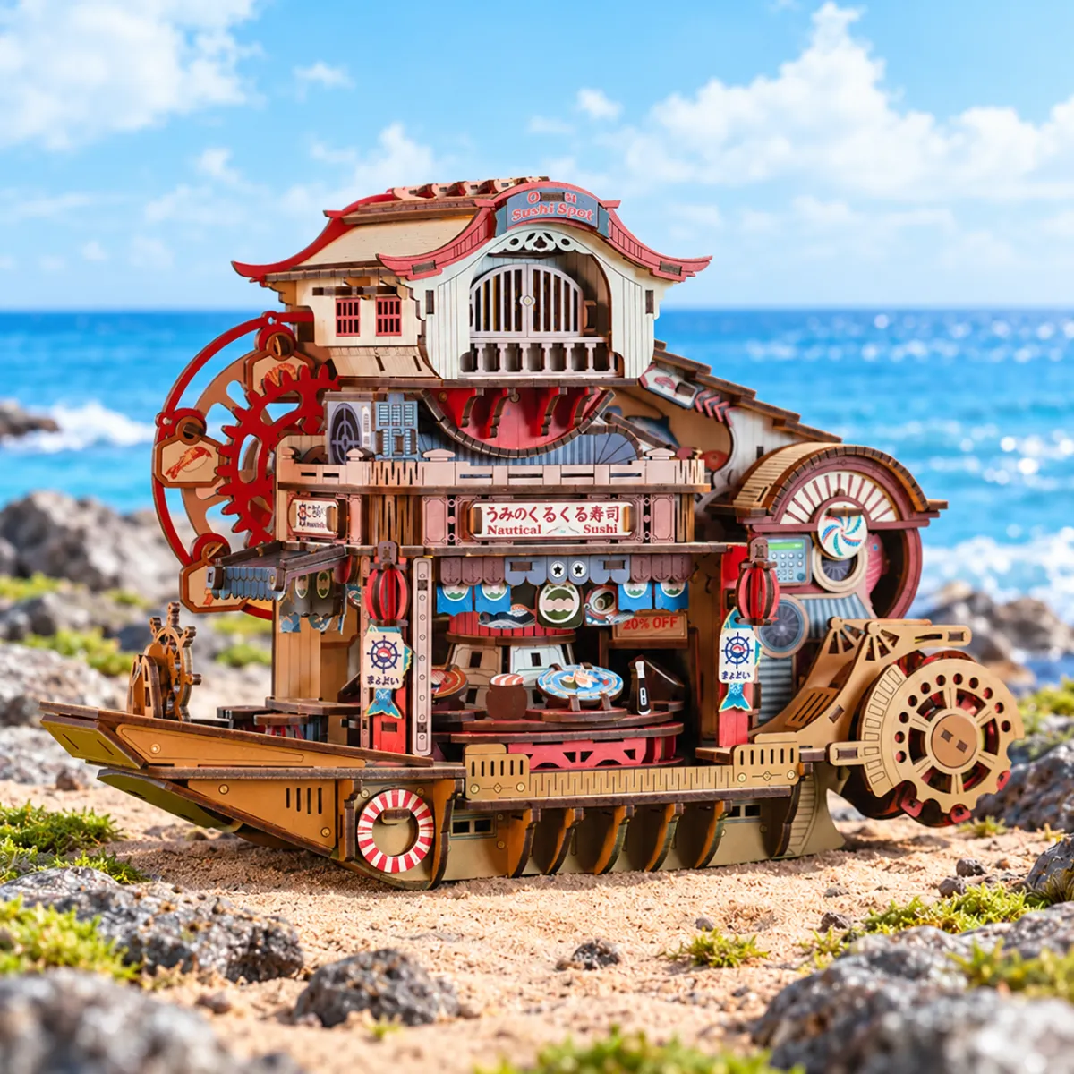 Nautical Sushi 3D Transmission Model Kit with lights off