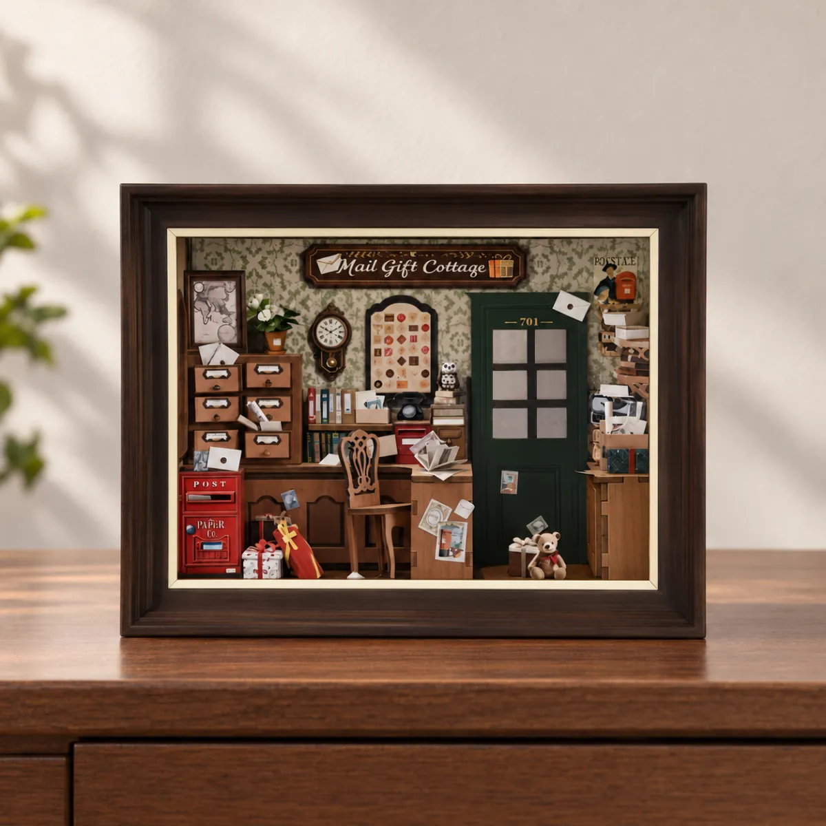 Mail Girt Cottage Story Frame Kit｜3-in-1 Puzzle Kit with lights off