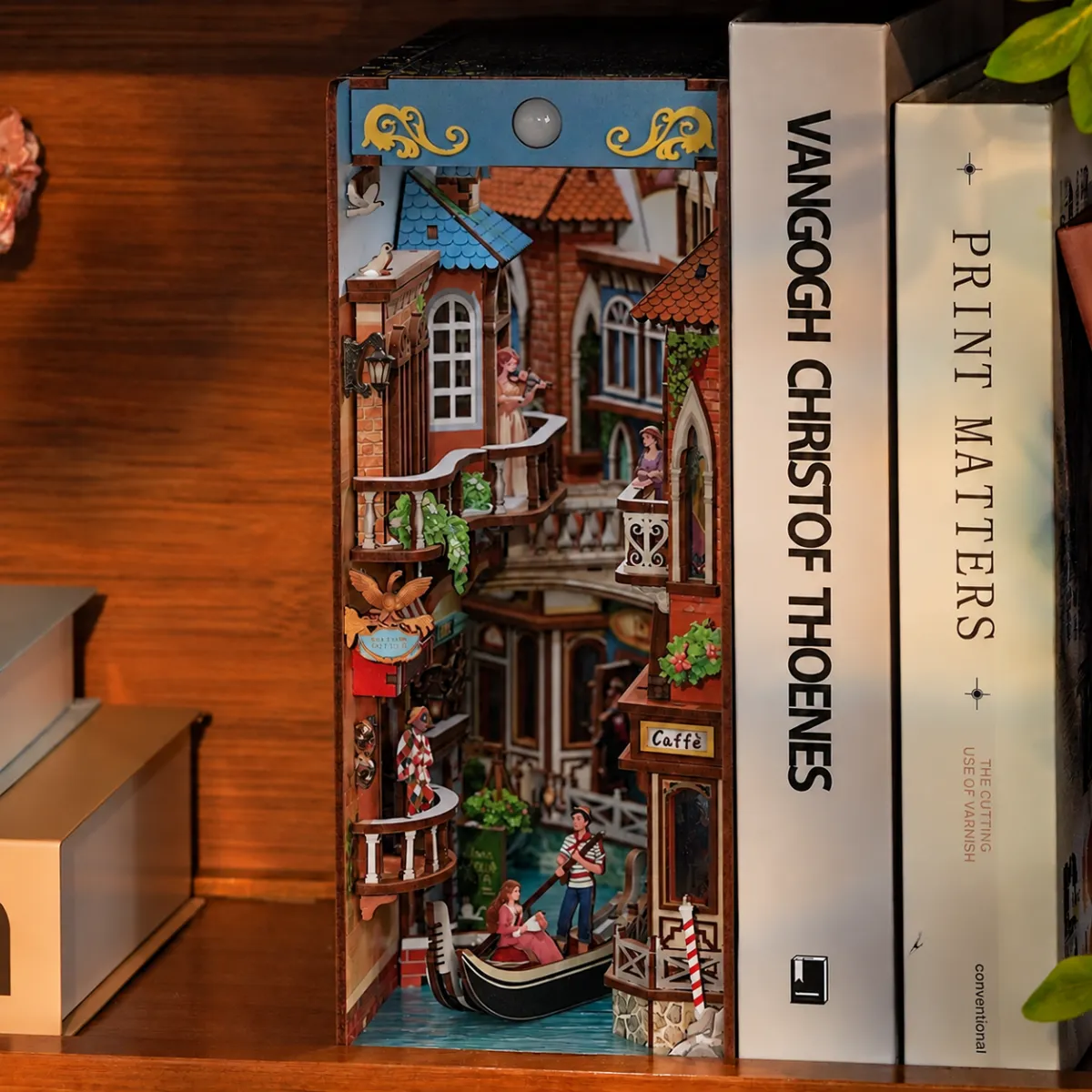 Venetian Dreams DIY Book Nook Kit with lights off