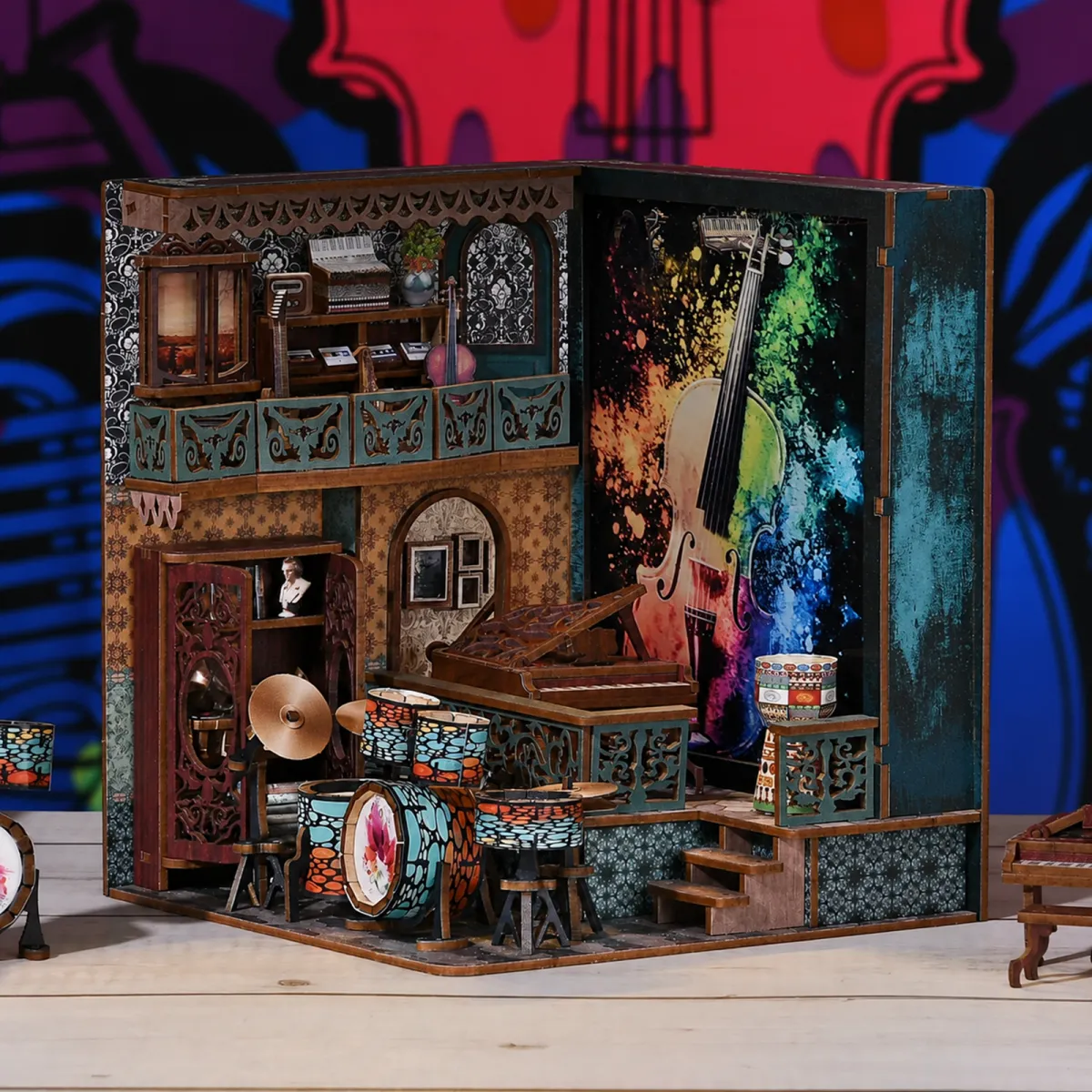 Explosive Notes DIY Book Nook Kit with lights off