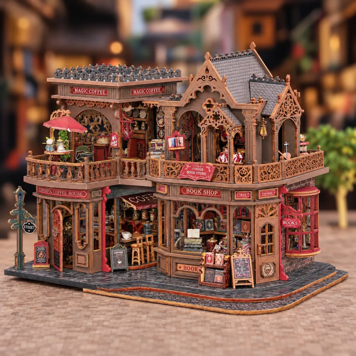 Letter Coffee DIY Miniature Kit with lights off