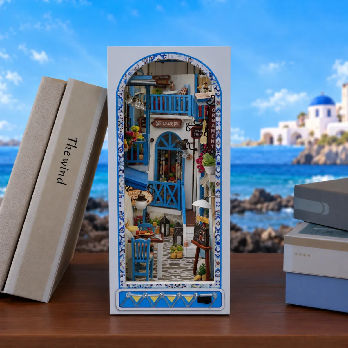 Sea Breeze DIY Book Nook Kit with lights off