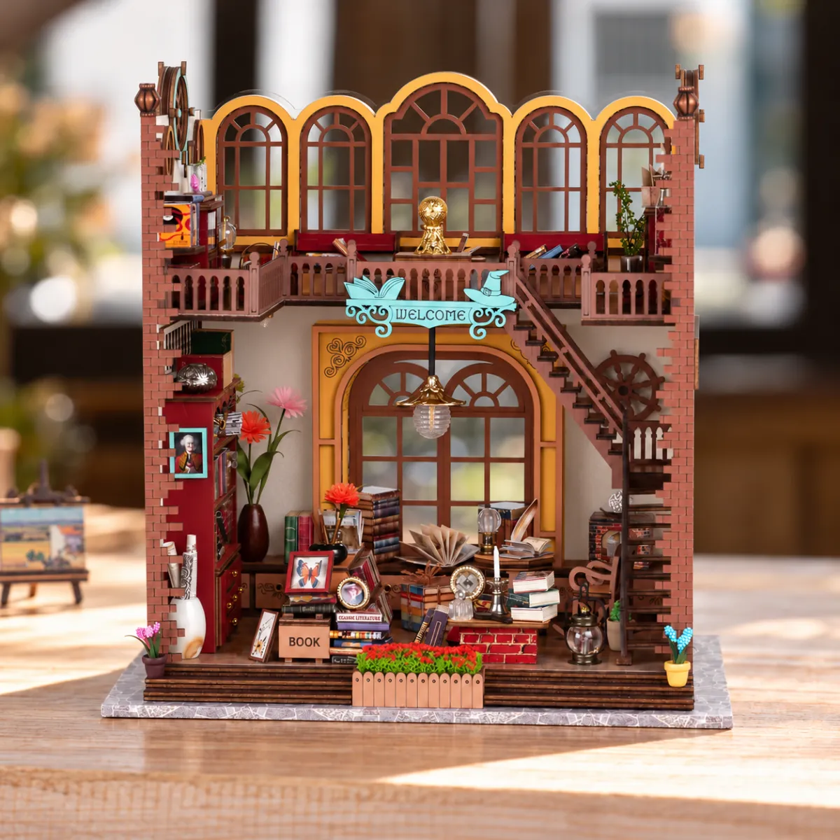 Magic Book House II DIY Book Nook Kit with lights off