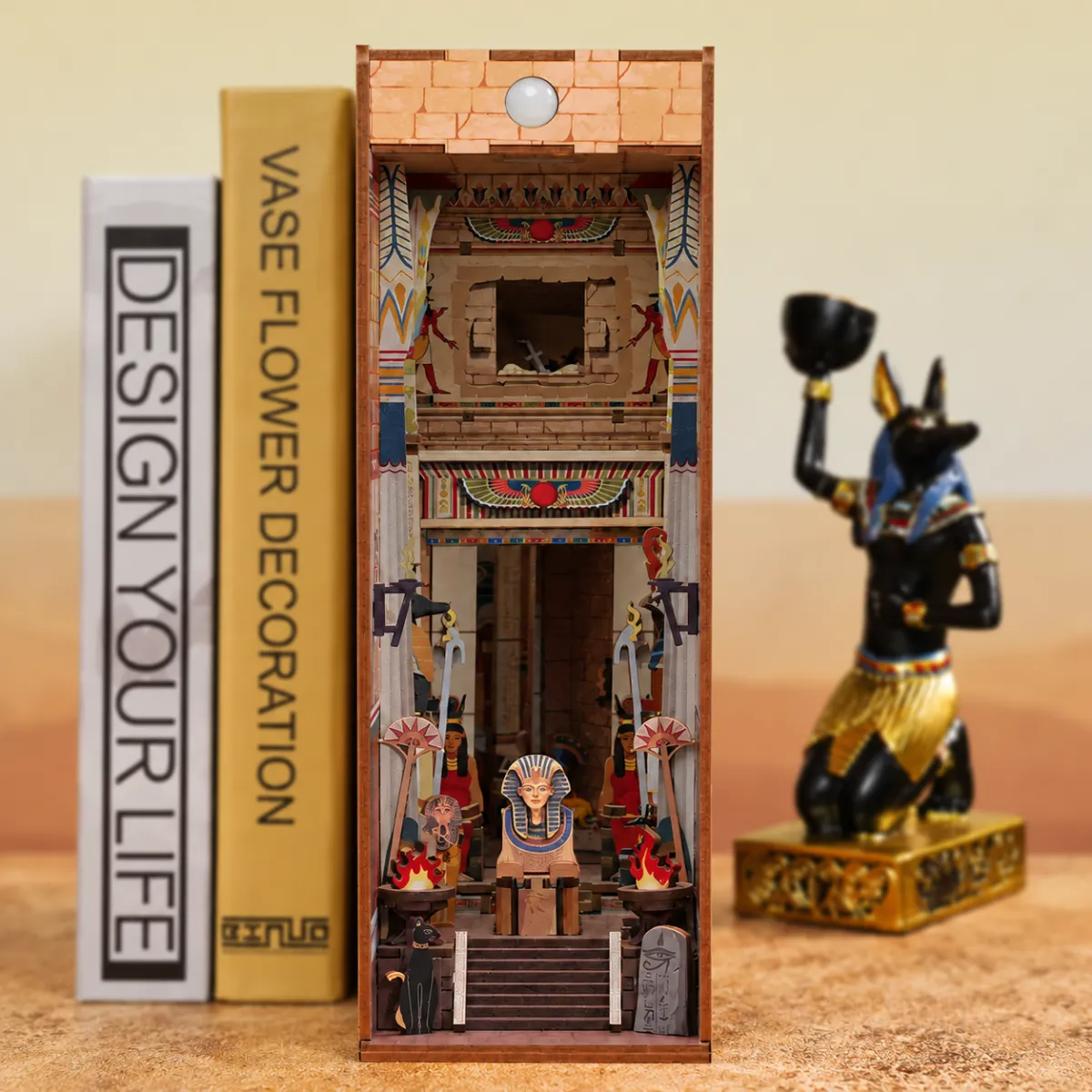 Adventure in Egypt DIY Book Nook Kit with lights off
