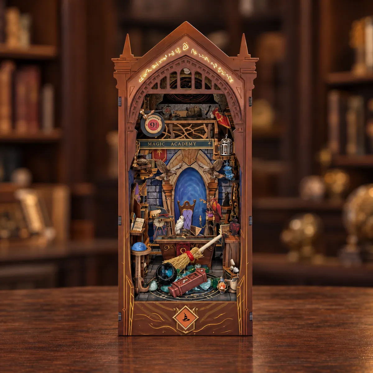 Kit fai-da-te per angolo lettura dell'Accademia di Magia con le luci spente