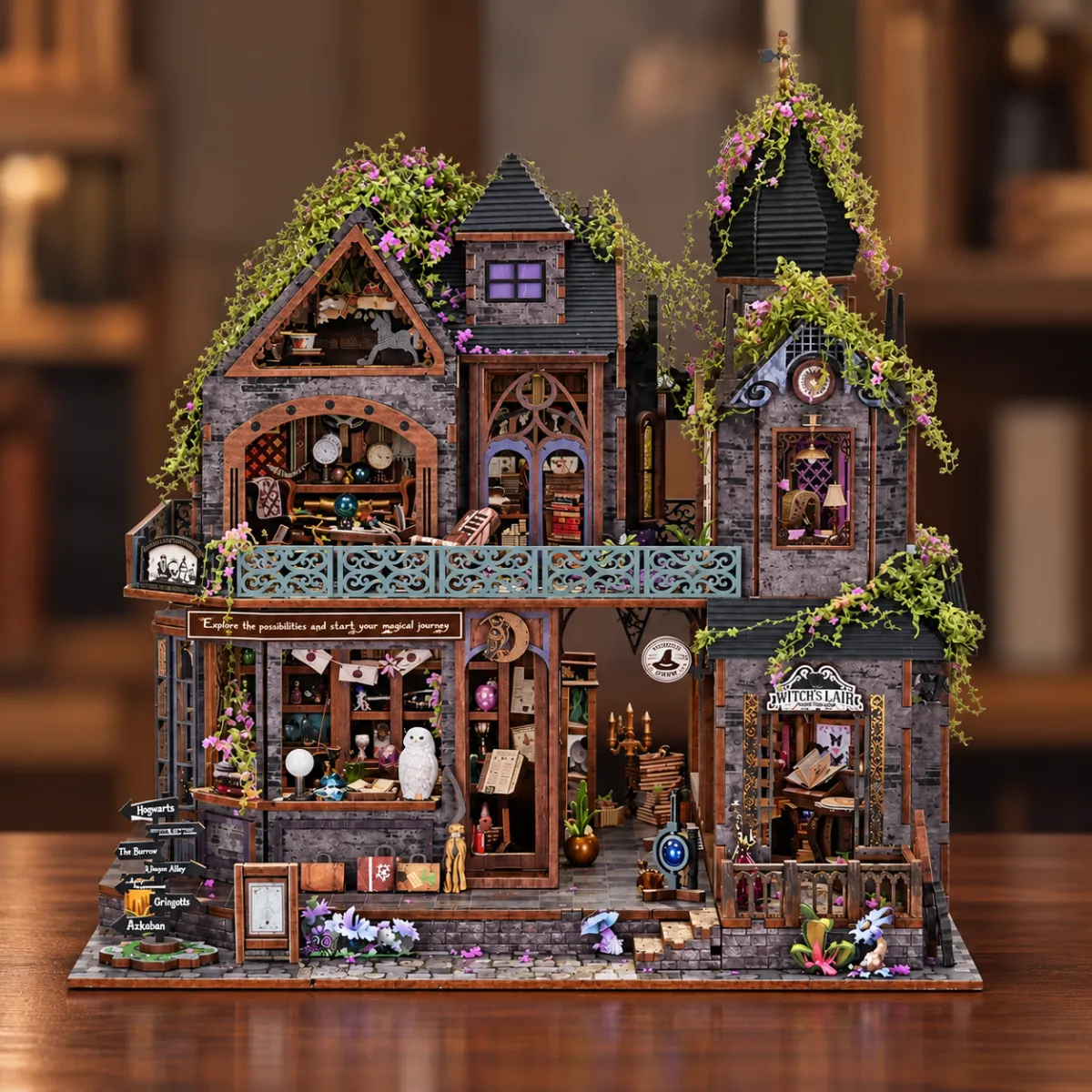 Magic Castle DIY Miniature Kit with lights off