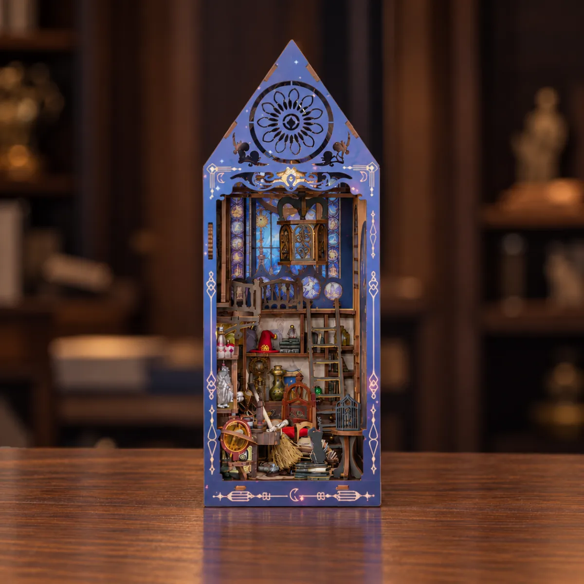 Magic Research Society DIY Book Nook Kit with lights off