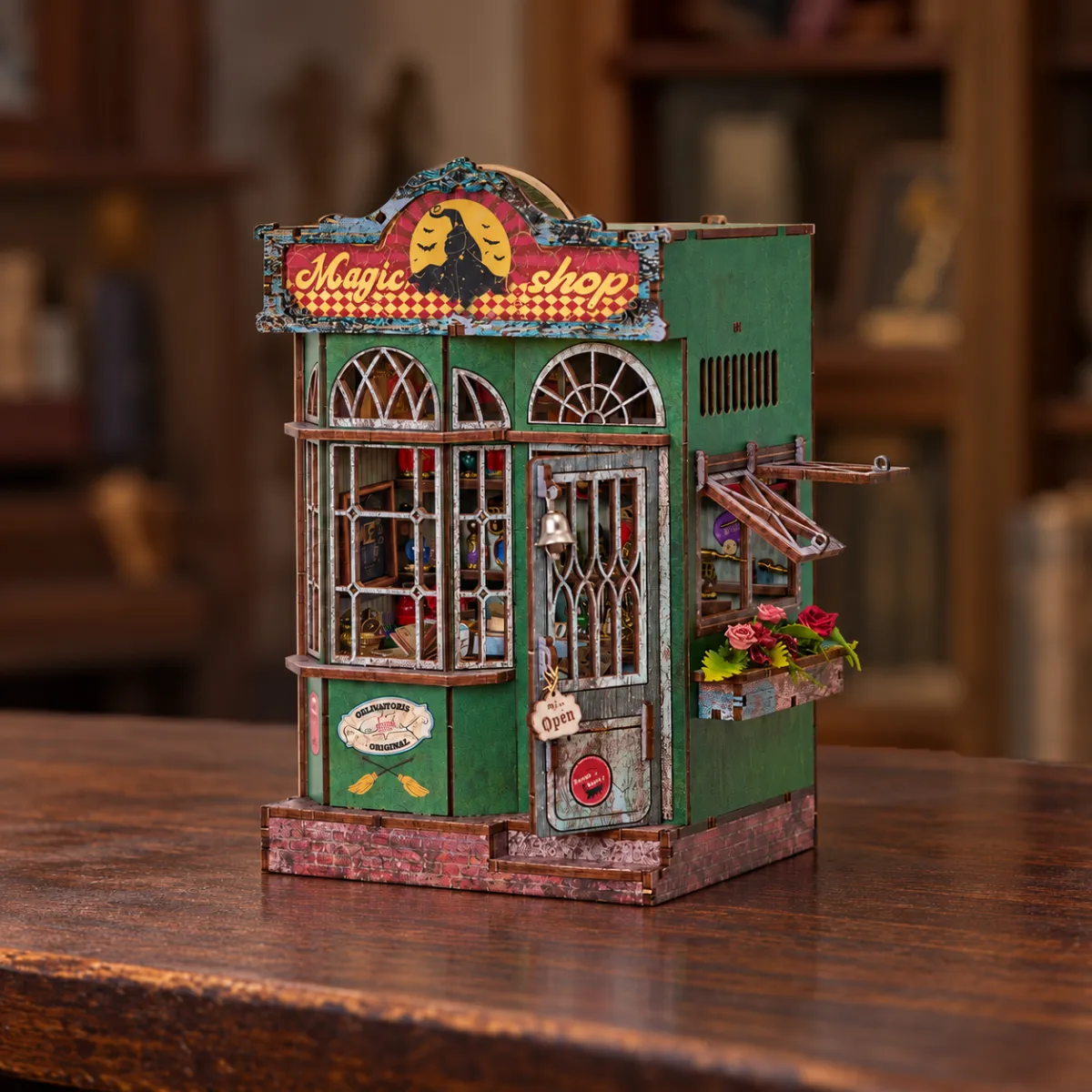Magic Shop DIY Book Nook Kit with lights off