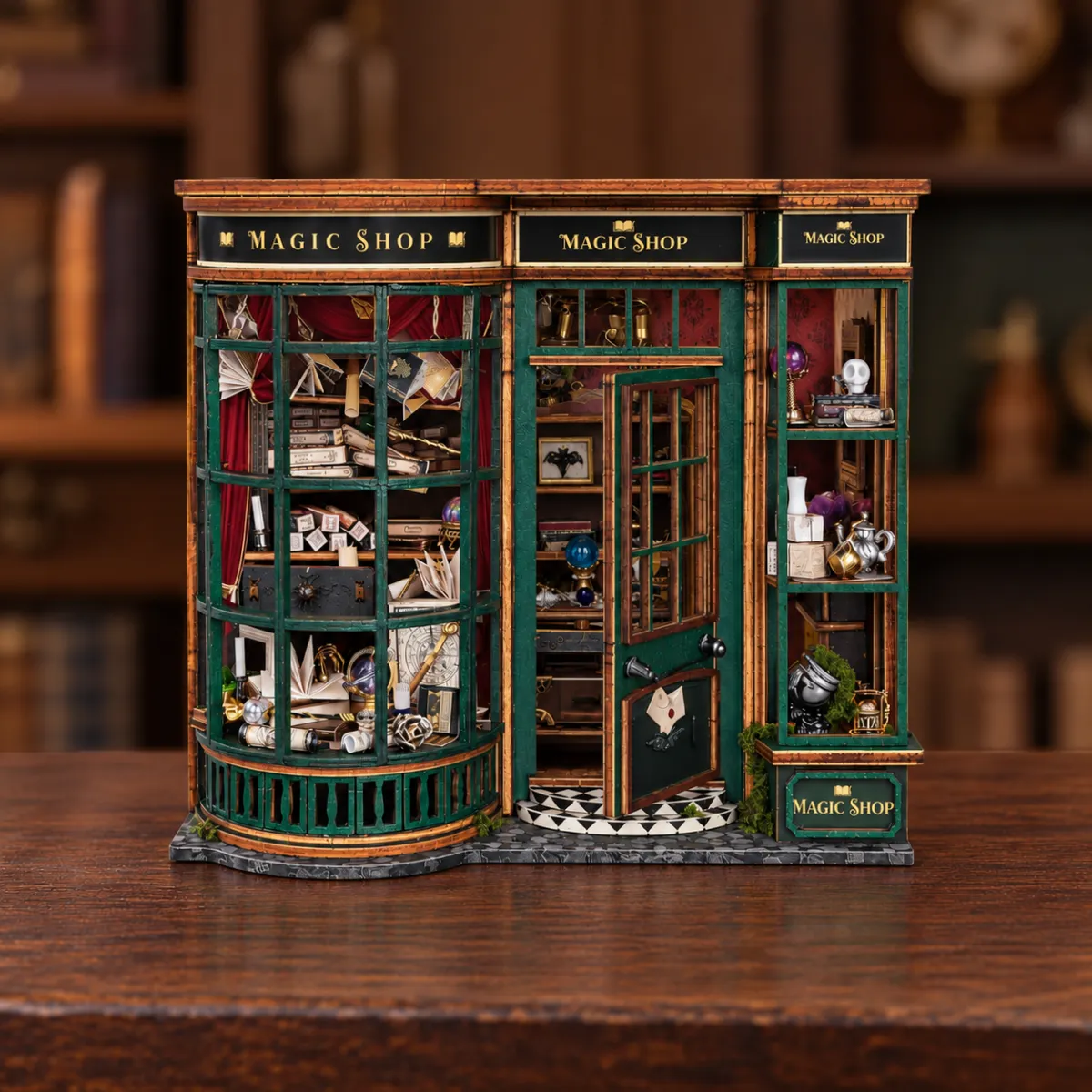 Magic Shop DIY Book Nook Kit (SQ-114) with lights off