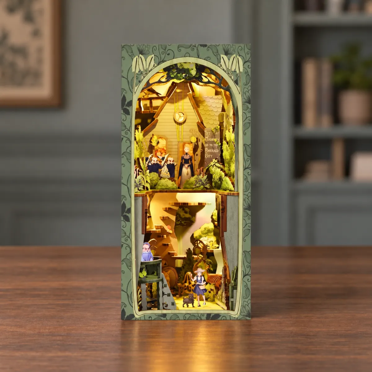 The Wizard of Oz DIY Book Nook Kit with lights on