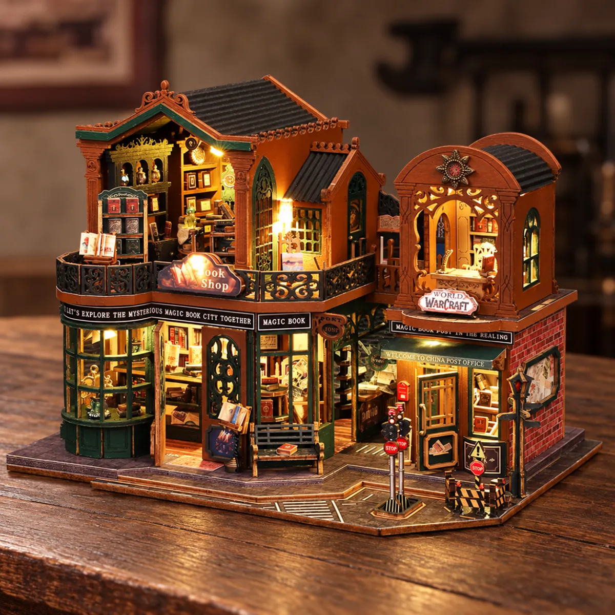 Twilight Book City DIY Miniatur-Bausatz mit eingeschaltetem Licht