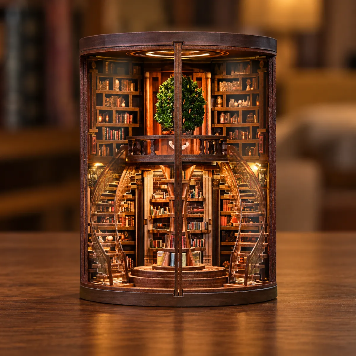 Wisdom Rings DIY Book Nook Kit with lights on