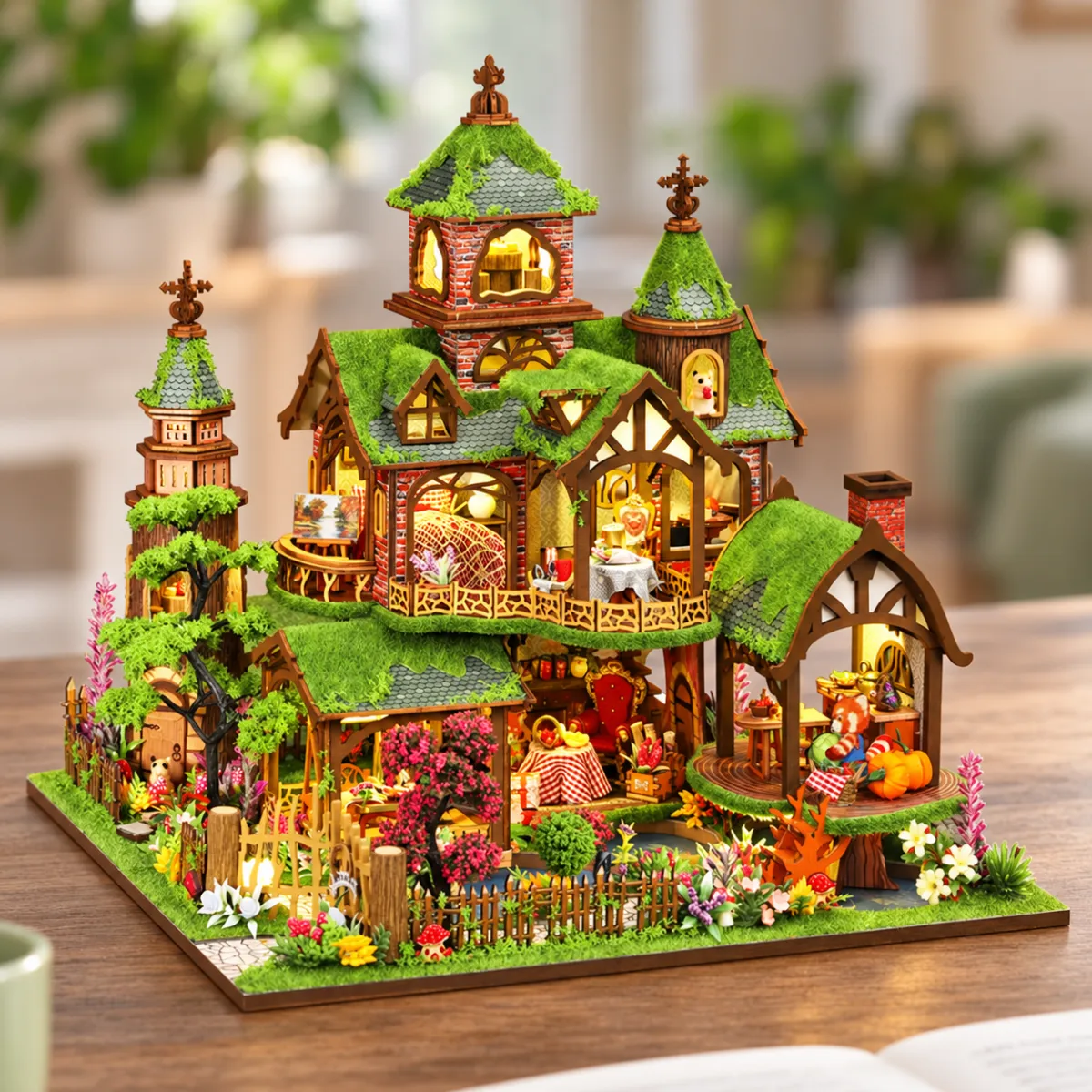 Fantasy Forest Cottage Mini-Haus-Bausatz mit eingeschaltetem Licht
