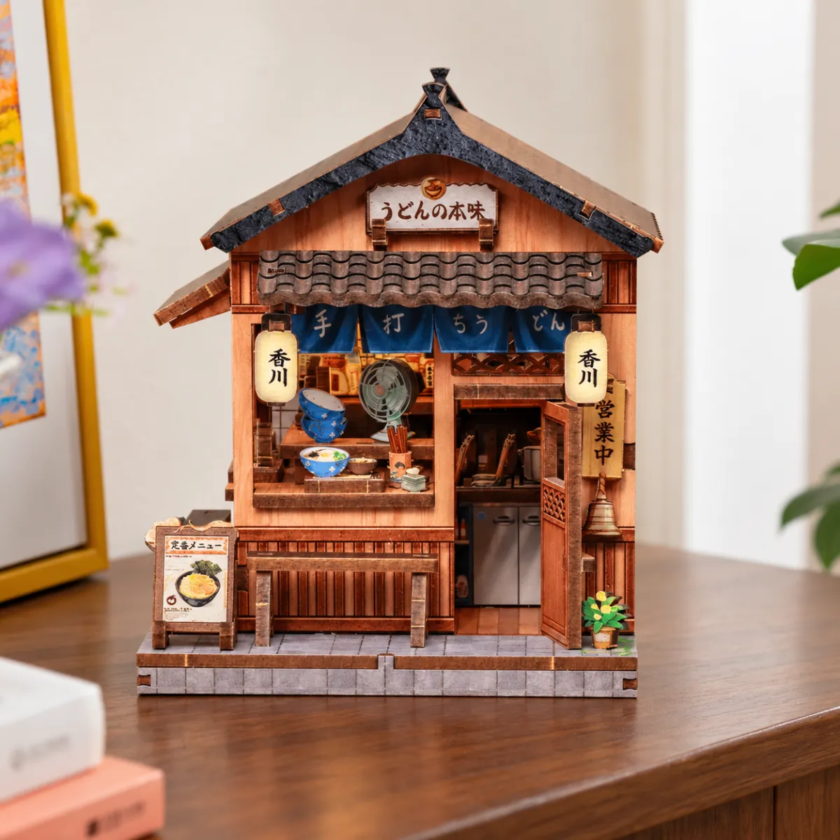 Kagawa Udon House DIY Mini House Kit l DIY Miniature Kit with lights on
