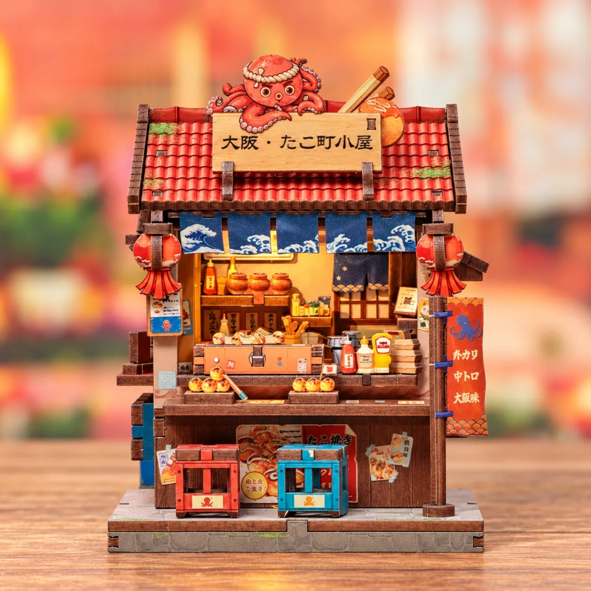 Osaka Takoyaki DIY Mini House Kit l DIY Miniature Kit  with lights on
