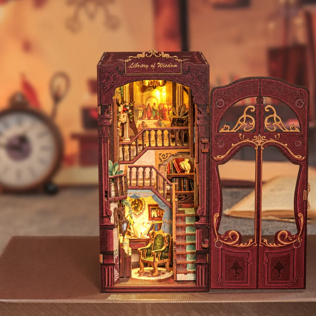 Magic Pharmacist DIY Book Nook Kit with lights on