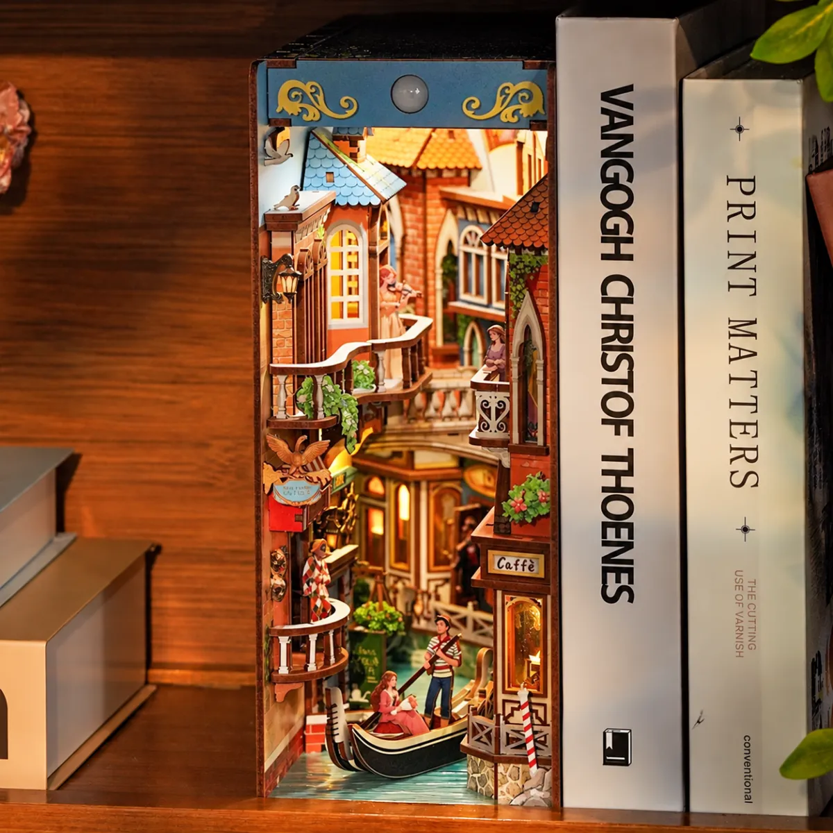 Venetian Dreams DIY Book Nook Kit with lights on