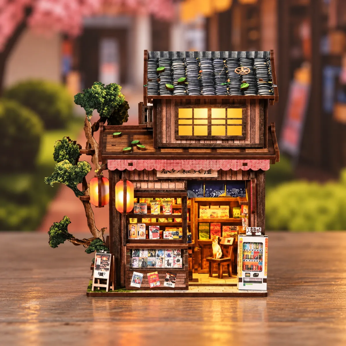 春日杂货店 DIY 迷你书角套装 开灯效果