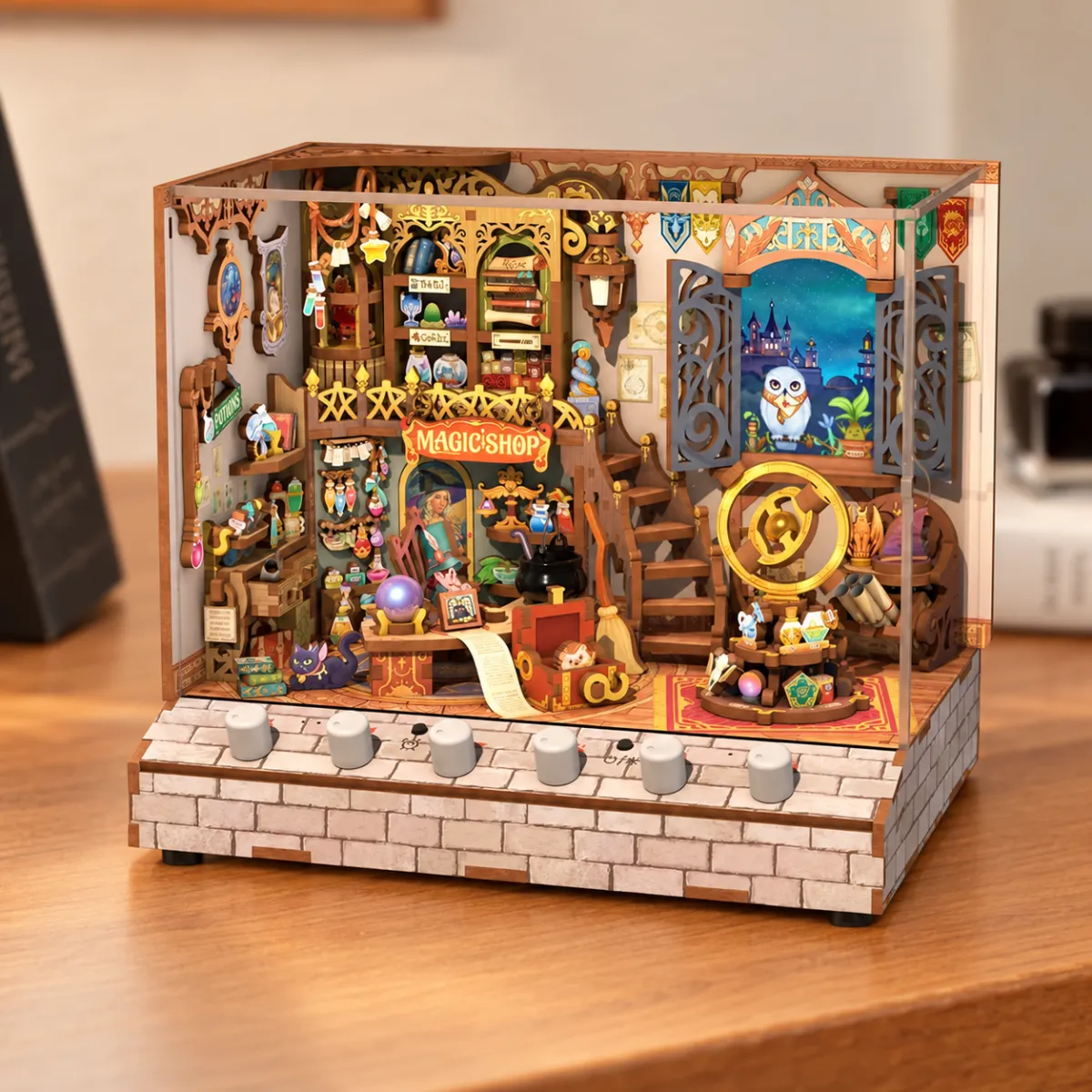 Magic Shop DIY Dynamic Music & Dynamic Scene Dollhouse with lights on