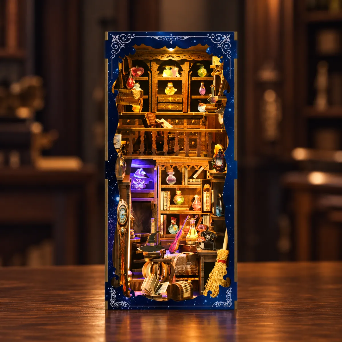 Magic Series: Magic Potion House DIY Book Nook Kit with lights on