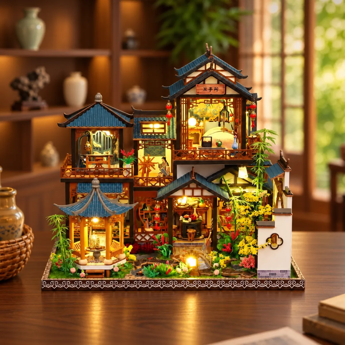 Serenade of the Orchid Garden Mini House Kit l DIY Miniature Kit with lights on