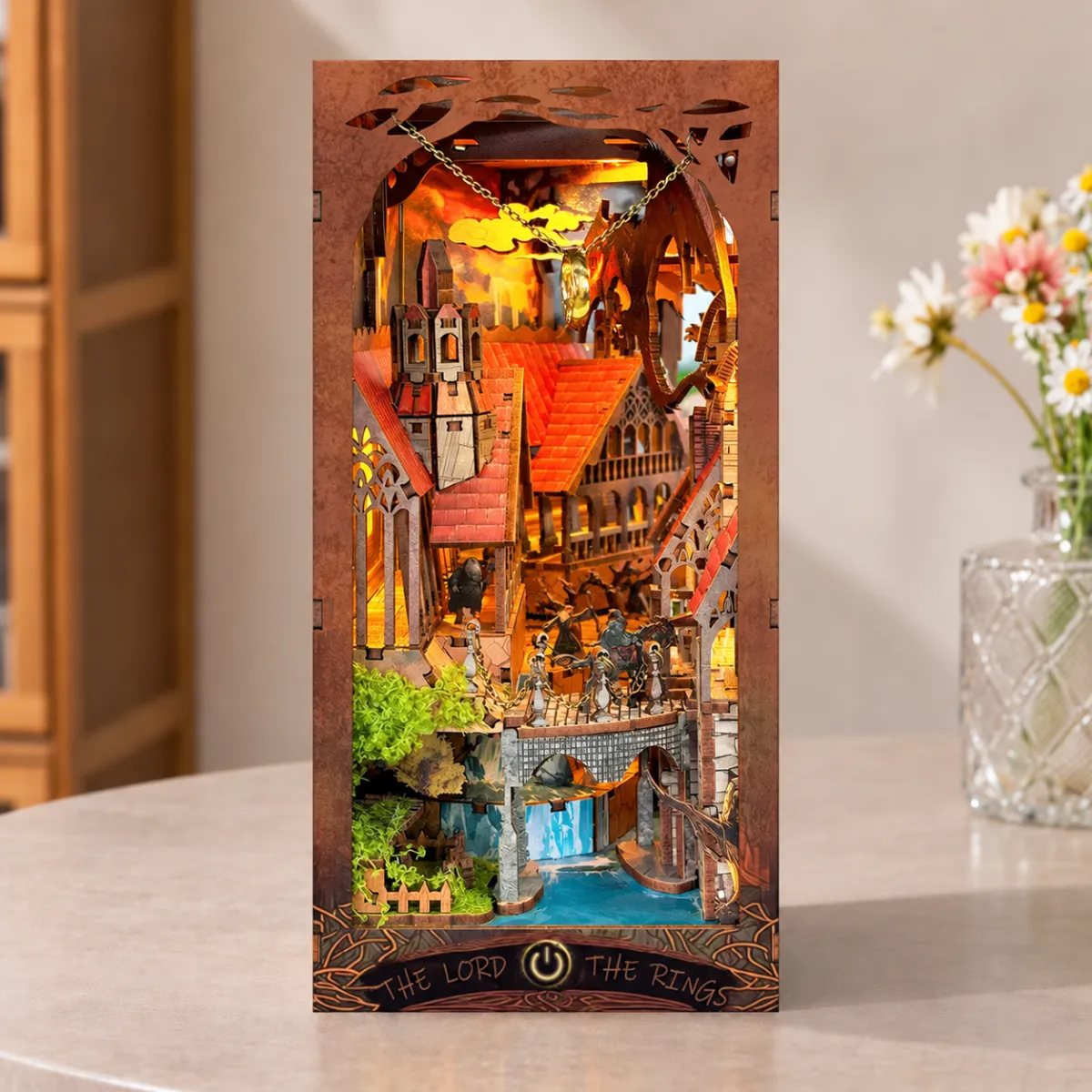 L.O.T.R | Spirit Valley of the Magic Ring DIY Book Nook Kit with lights on