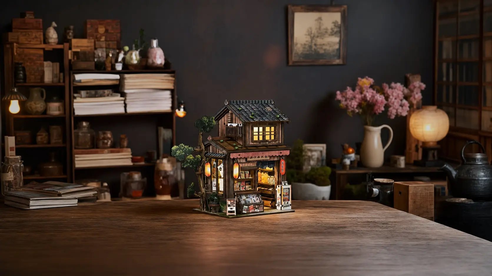 Nostalgic street corners dwell in a quiet Japanese old grocery store