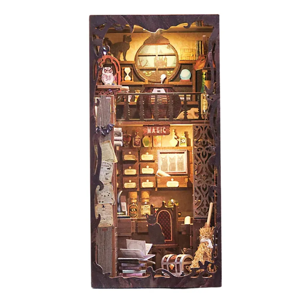 Bouwdetails van Doe-het-zelf boekenhoekset voor de magische apotheker