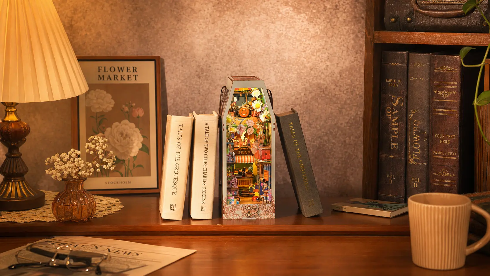 Hiding inside a vintage coffee pouch design lies a lively Mini Town world