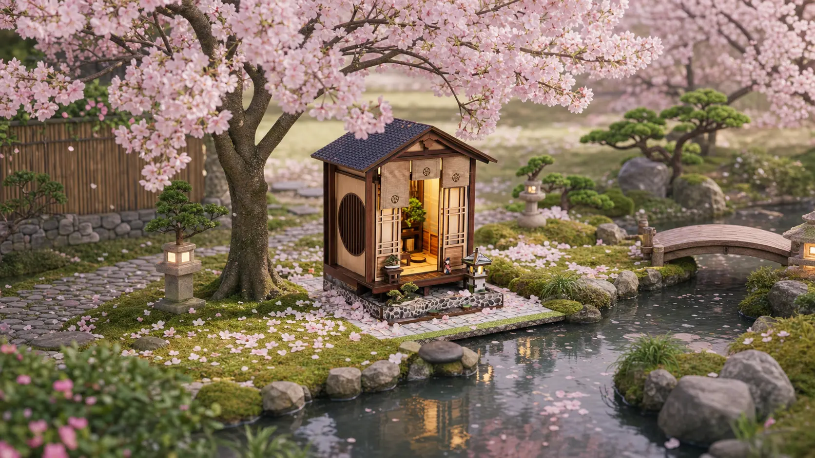 Escape to a Serene Japanese Moss Garden With Glowing Lanterns