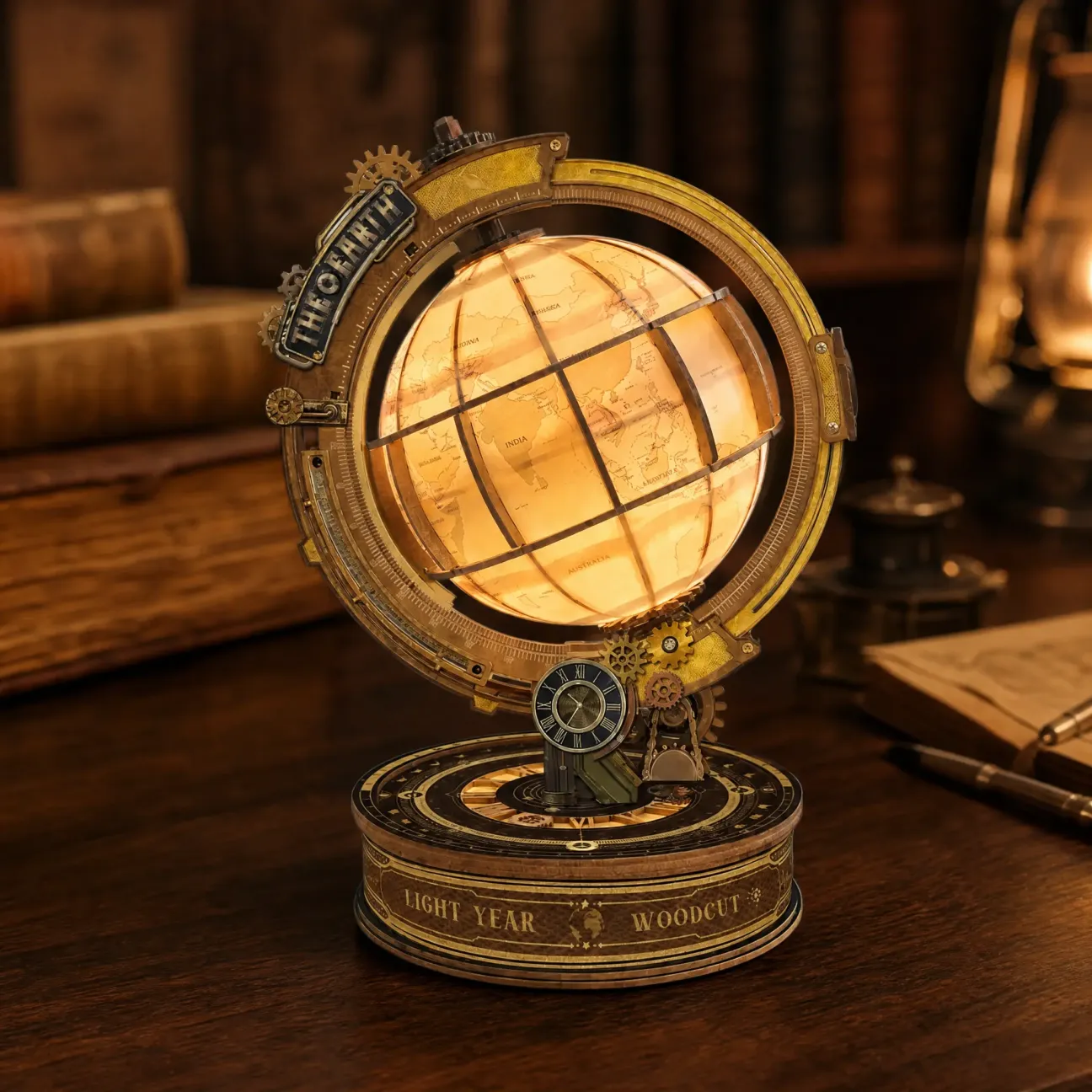 Star Trail Globe DIY 3D Wooden Model Mechanical 3D Wooden Puzzle Kit BNW
