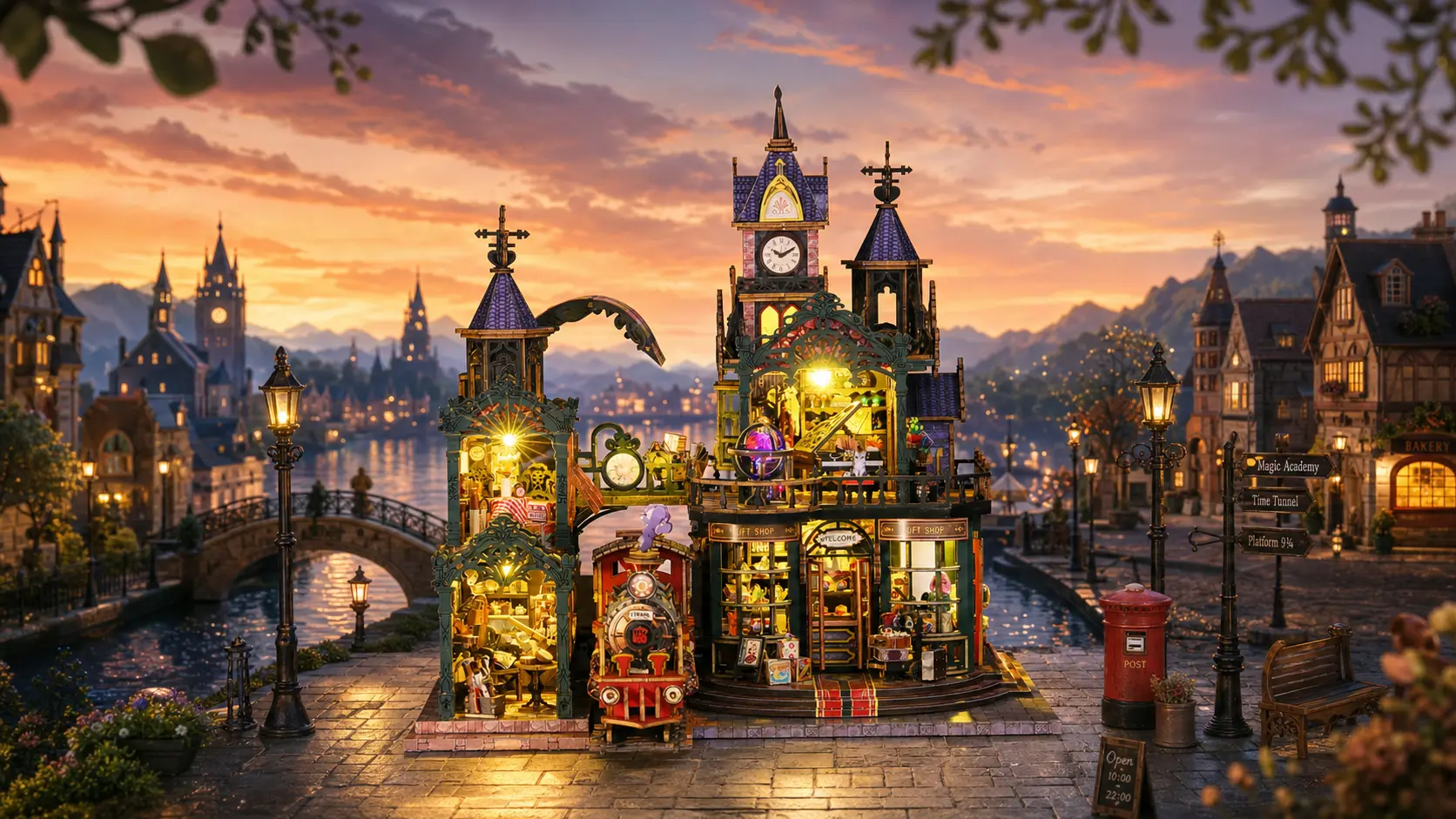 Explore the Whimsical Steampunk Hidden City with Rail-track Train