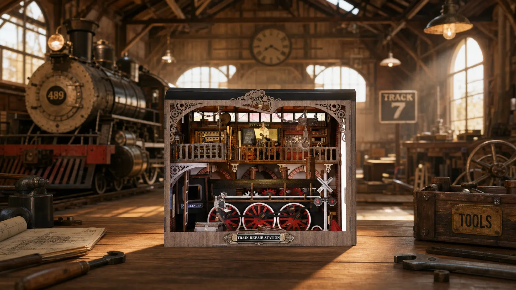 Journey Into a Nostalgic Steam-Era Train Repair Station