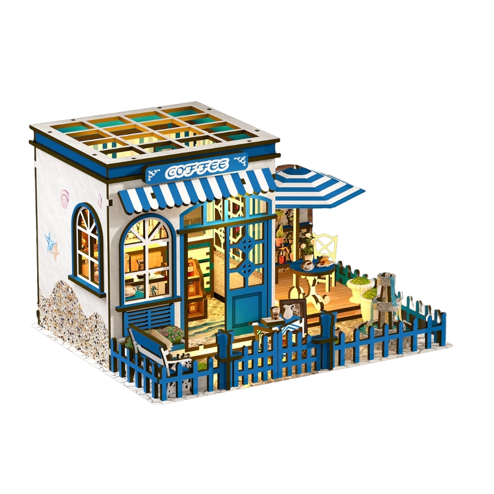 Santorini Sun Coffee DIY Mini House Kit | DIY Miniature Kit-Book Nook World