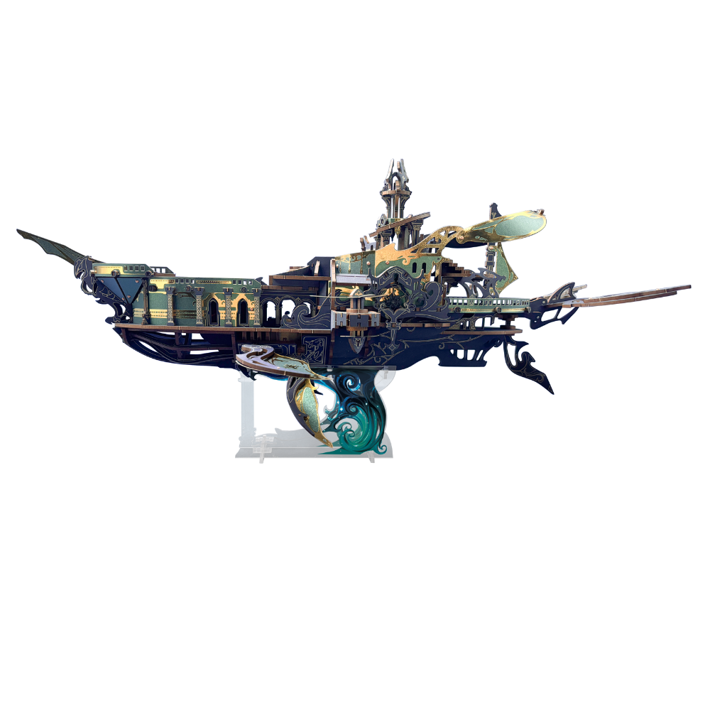 Whale Ark of the Universe 3D Mechanical Transmission Wooden Puzzle Kit-Book Nook World