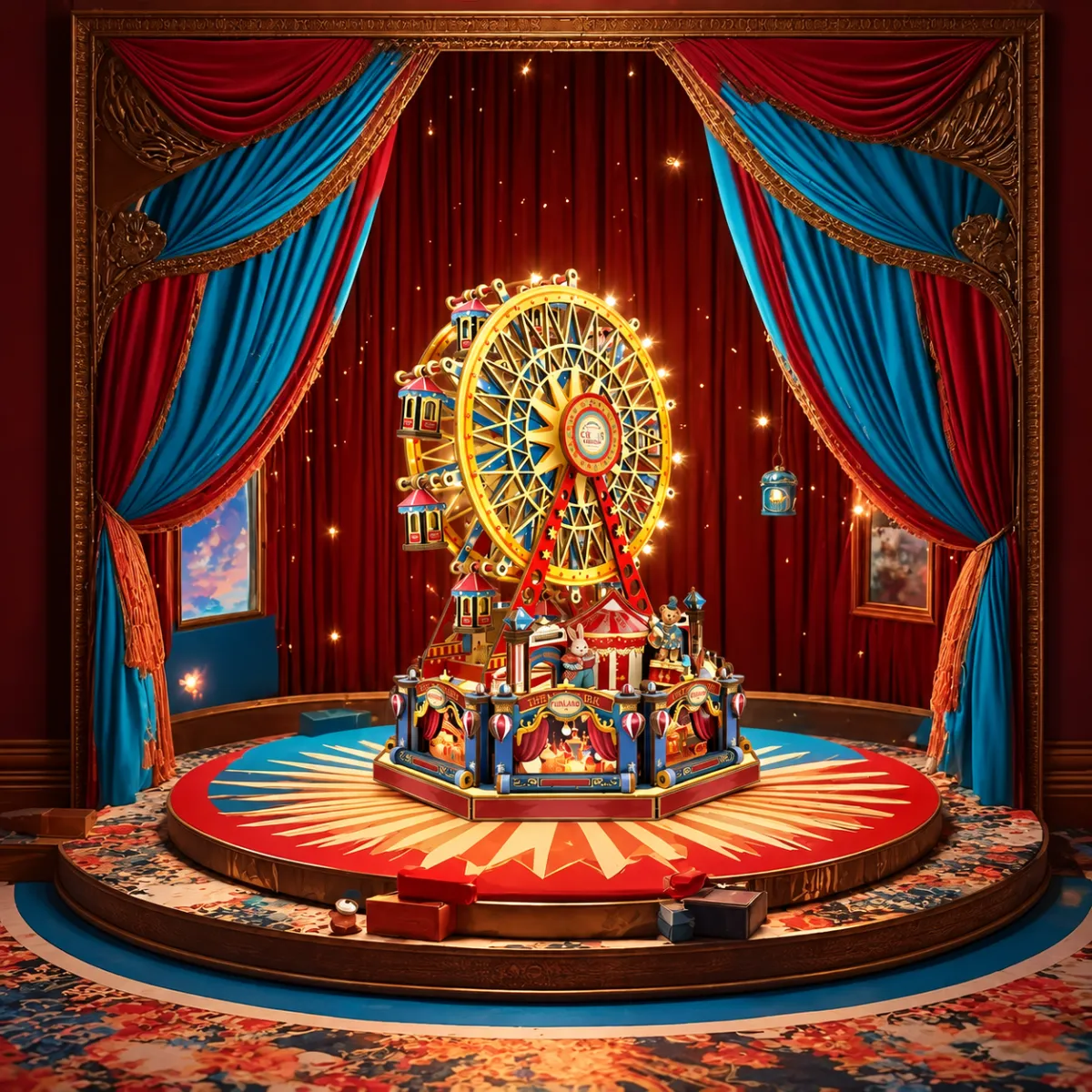 Century Ferris Wheel DIY Miniature Kit with lights on