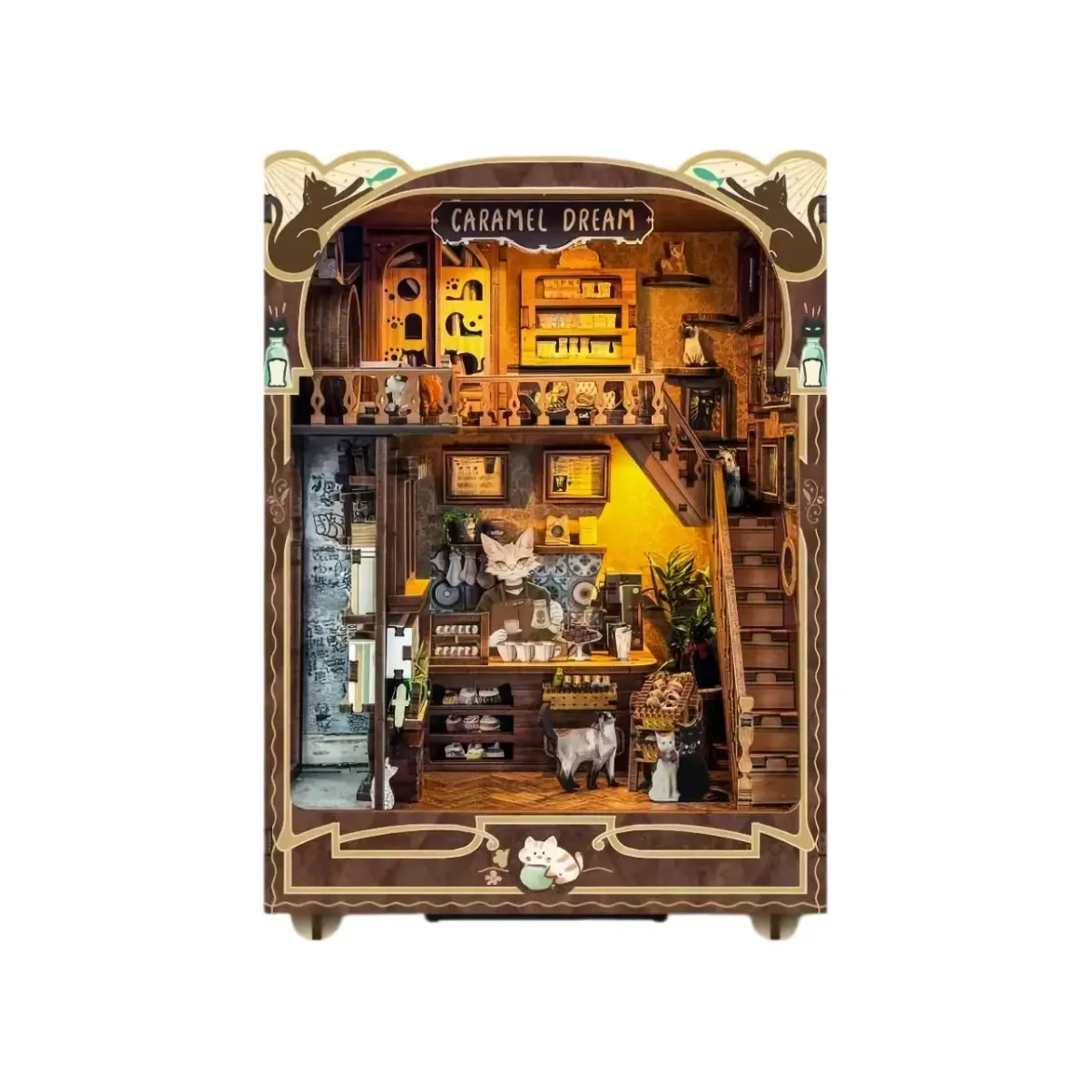 Caramel Dreams Cat Café DIY Book Nook Kit build details