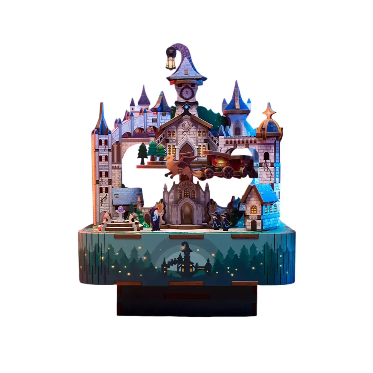 Magic Castle DIY Mechanical Music Box with Maglev Train