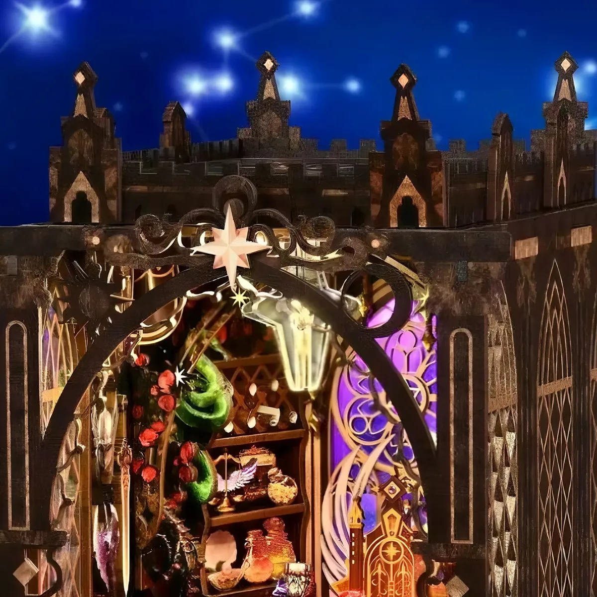 Gothic Spire Roof & Ornate Curved Arch Frame Structure