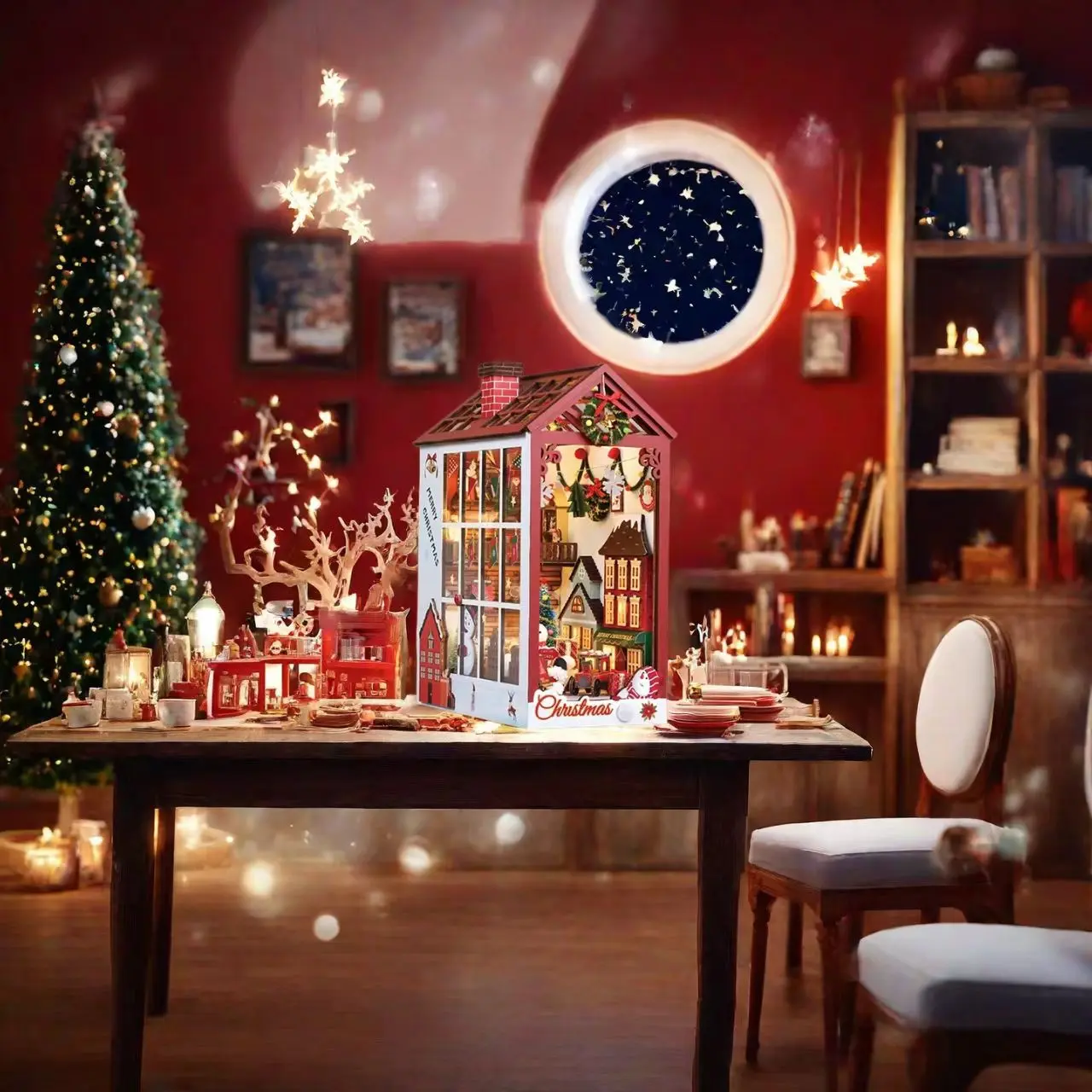 Christmas DIY Book Nook Kit（with Music Box)）