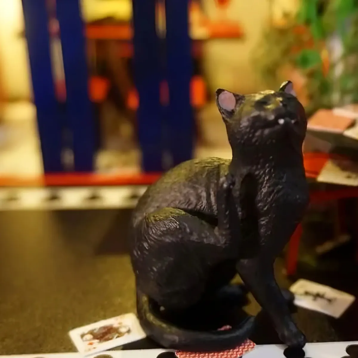 Lifelike Black Cat Mini Statue