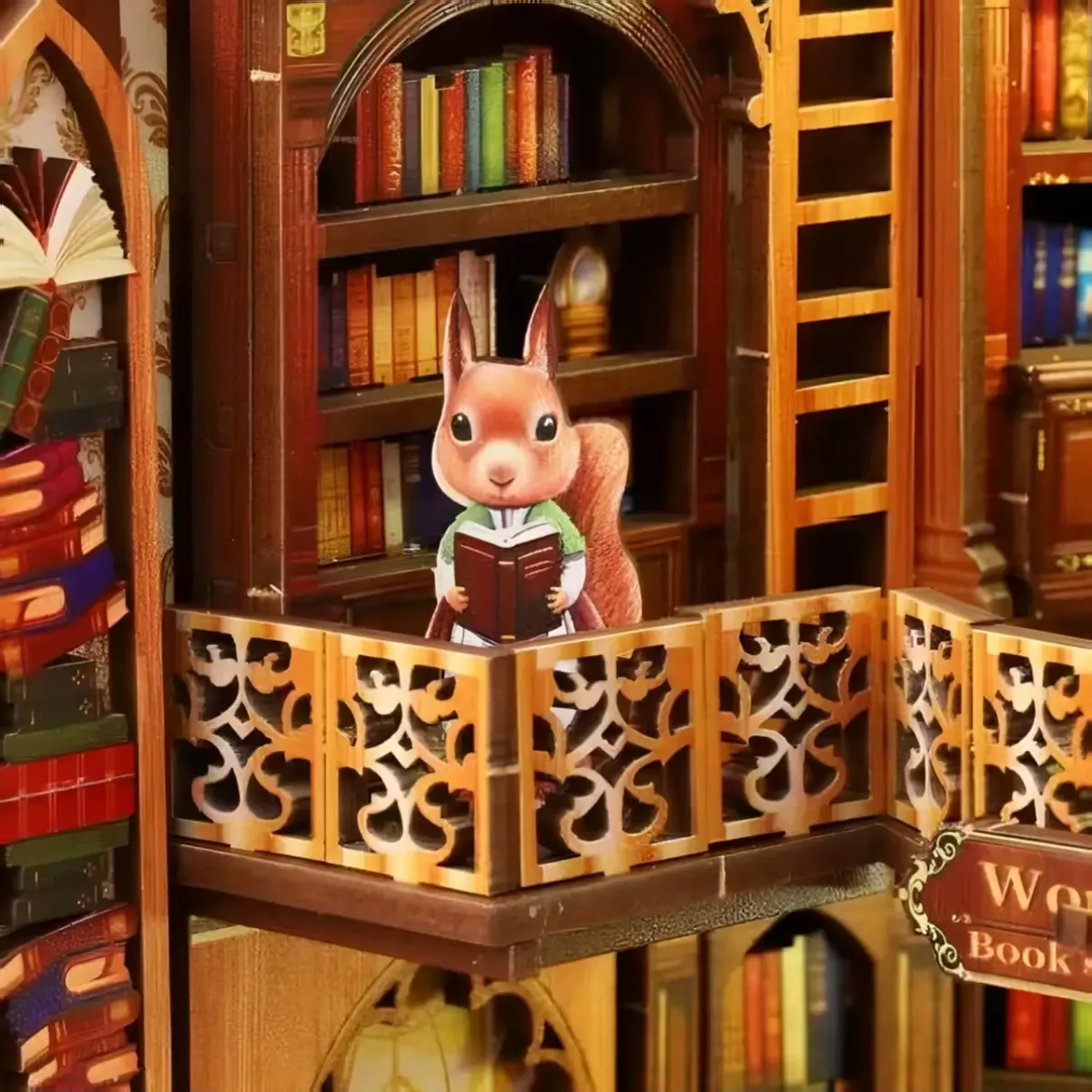 Second-Floor Library Balcony Decor